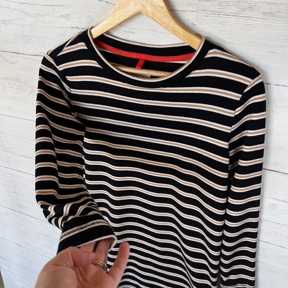 Lou & Grey Dress Womens Size XS Black, Brown and White Cotton Striped Shift Cozy - Picture 9 of 13
